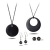 Shungite Jewelry Set - Earrings studs, Earrings Small Sphere, Pendant Small Circle, Pendant Double Circle