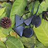 Shungite Pendants Set Of 5 - 2 Triangles, Small Oval and Circle, Bell